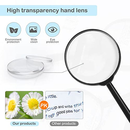 32Pcs Magnifying Glass for Kids Hand Lens Small Magnifying Glasses Black