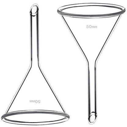 50mm Glass Funnel, Short Stem, Borosilicate Glass, Heavy Wall, Karter Scientific 213V10 (Pack of 2) - size: 50mm, style: Pack of 2