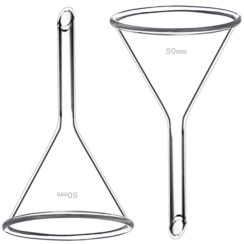 50mm Glass Funnel, Short Stem, Borosilicate Glass, Heavy Wall, Karter Scientific 213V10 (Pack of 2) - size: 50mm, style: Pack of 2