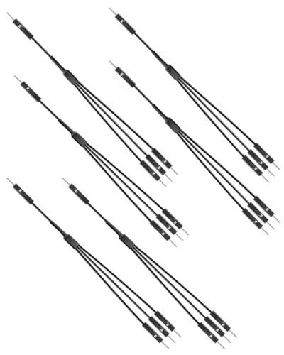 GELRHONR 20cm Black 24AWG 1 Male to 3 Male Jumper Splitter Cable,6 Pack - color: 1M to 3M,Black