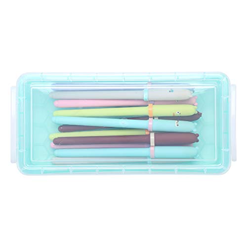 BTSKY Large Capacity Pencil Box, Office Supplies Storage Organizer Box, Brush Painting Pencils Storage Box Watercolor Pen Container Drawing Tools(3 Colors 6 Pack) - color: Rose+Blue+Green