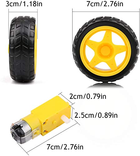 Gebildet 4pcs Geared Motor DC3V-12V DC for Four-Wheel Drive Toy Car/Robotic Body/Aircraft Toys+4pcs Plastic Tire Wheels - style: motor with wheel