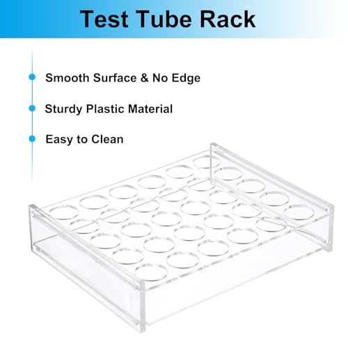 PATIKIL 30 Holes Test Tube Rack, 2Pcs 22.5mm Round Hole Acrylic Test Tube Holder Stand Suitable for 2ml, 3ml Test Tube for Laboratory Centrifugal Tube Scientific Experiments, Clear