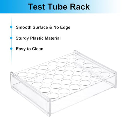 PATIKIL 30 Holes Test Tube Rack, 2Pcs 22.5mm Round Hole Acrylic Test Tube Holder Stand Suitable for 2ml, 3ml Test Tube for Laboratory Centrifugal Tube Scientific Experiments, Clear