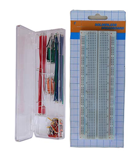 TEKTRUM SOLDERLESS EXPERIMENT PLUG-IN BREADBOARD KIT WITH PRE-FORMED SOLID JUMPER WIRES FOR PROTO-TYPING CIRCUIT (830 TIE-POINTS) - size: 830 TIE-POINTS