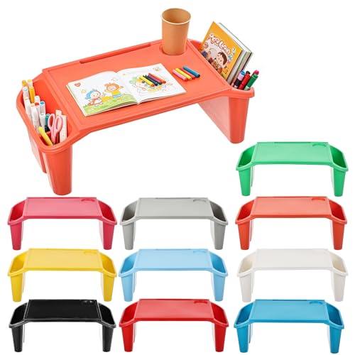 10 Pcs Kids Lap Desk Tray Bulk, Portable Lap Desk Kids Plastic Table with Side Storage Space, Colorful Lap Tray Bed Table for Students, Classroom, Study, Eating, Laptop & Activities - color: Multicolor