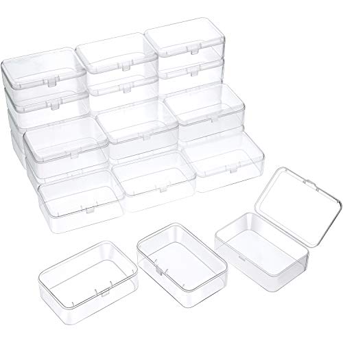 SATINIOR 24 Pcs Small Clear Plastic Container Box, 3.5 x 2.4 X1.2 in - size: 3.5 x 2.4 x1.2 in