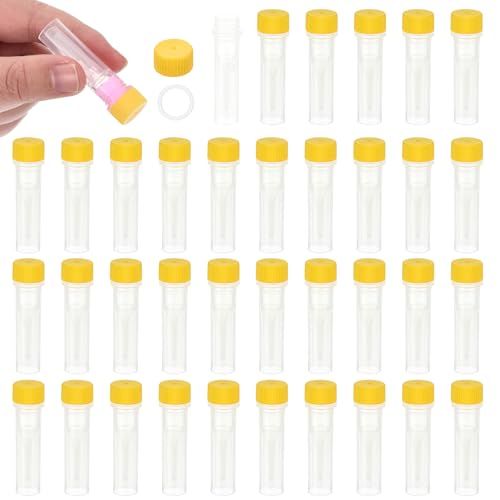 PATIKIL 0.5mL Plastic Cryogenic Vial, 64Pcs Cryogenic Storage Tube Lab Frozen Test Tube Container Storage Screw Cap for Lab Laboratory Science, Yellow Clear - color: Yellow, size: 0.5ml