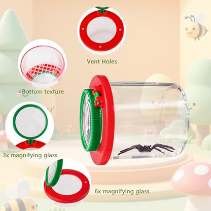 Lightning Bug Jar, Firefly Jar Bug Viewer for Kids Children Nature Exploration, 4 Pack - style: 4 Pack Orange-Green + Red-Green
