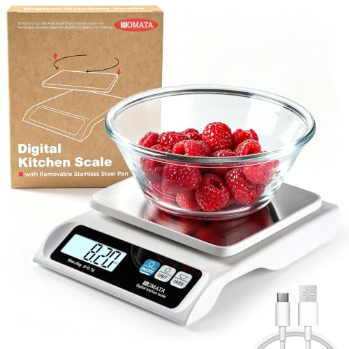 BOMATA 13lb/0.1g Precision Digital Food Scale for Kitchen, Grams and Ounces - color: White Rechargeable