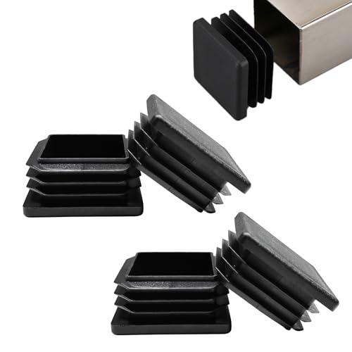 4 Pack 1-3/8"x 1-3/8" Black Square Tube End Cap Plastic Plugs - color: Black, size: 1-3/8"-4 pcs