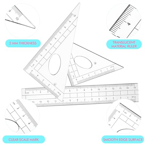 Zonon 36 Sets Math Geometry Kit, 10 Pcs Compass Rulers Protractor School