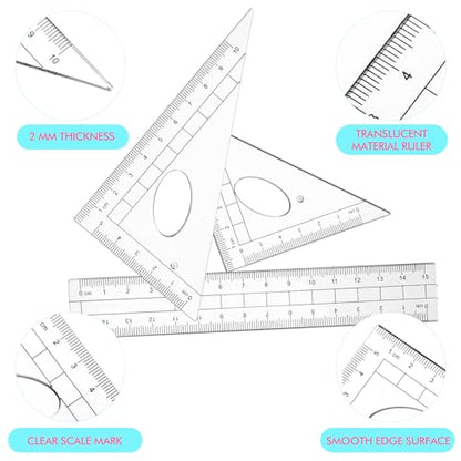 Zonon 36 Sets Math Geometry Kit, 10 Pcs Compass Rulers Protractor School