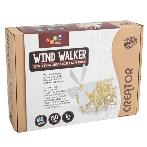 Heebie Jeebies Wind Walker STEM Activity- Mini Jansen Strandbeest DIY Model Kit Sculpture- Develop Problem-Solving, Creative Thinking Skills, Attention to Detail- No Electricity or Batteries- Ages 8+