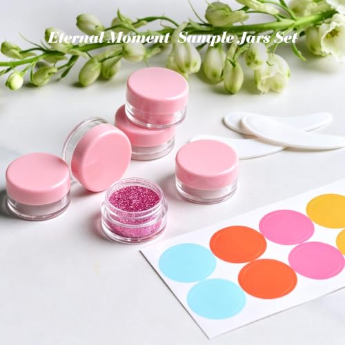 Eternal Moment 50 Pack 3G Sample Containers with Lids Cosmetic Small Jars - color: Pink Lid, size: 0.1 Ounce