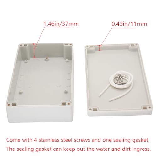 Project Box IP65 Waterproof Junction Box ABS Plastic Electrical Boxes DIY Electronic Project Case Power Enclosure White 7.87x4.72x2.2 inch (200 x 120 x56 mm) - color: White, size: 7.87"x4.72"x2.2"