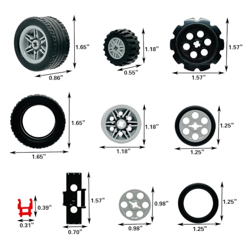 Miutrue Technical Parts Car Gears Wheels Treads Chain Links Building Blocks Accessories Pieces kit Construction Toys for Kids 6yrs+ Compatible with Major Brands - style: Wheels Track Chain Set