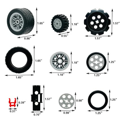 Miutrue Technical Parts Car Gears Wheels Treads Chain Links Building Blocks Accessories Pieces kit Construction Toys for Kids 6yrs+ Compatible with Major Brands - style: Wheels Track Chain Set