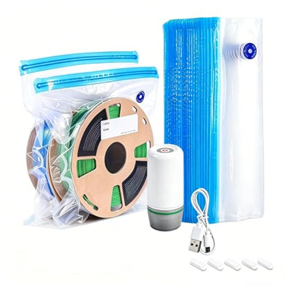 AGPTEK Electric Vacuum Bags for 3D Filament - Moisture Proof Storage Kit with Auto Pump, 20-Pack for PLA ABS PETG Spools