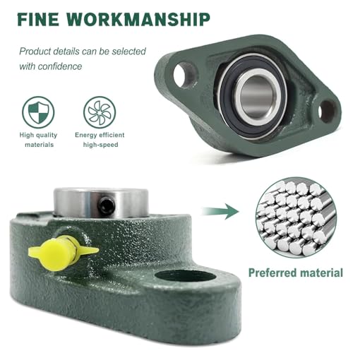 UCFL201-8 Pillow Block Bearing - Pack of 10 Flange Mounted Pillow Block Bearings - Chrome Steel Bearings with 1/2" Bore, Self Alignment - size: UCFL201-8-10PCS