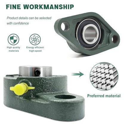 UCFL201-8 Pillow Block Bearing - Pack of 10 Flange Mounted Pillow Block Bearings - Chrome Steel Bearings with 1/2" Bore, Self Alignment - size: UCFL201-8-10PCS