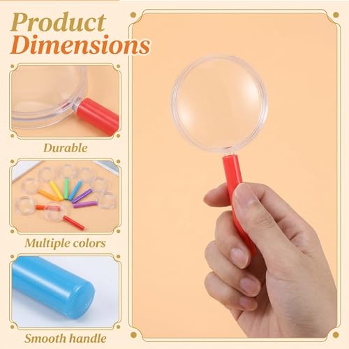12 Pack 3X mini Magnifying Glass for Kids Plastic Magnifying Glasses
