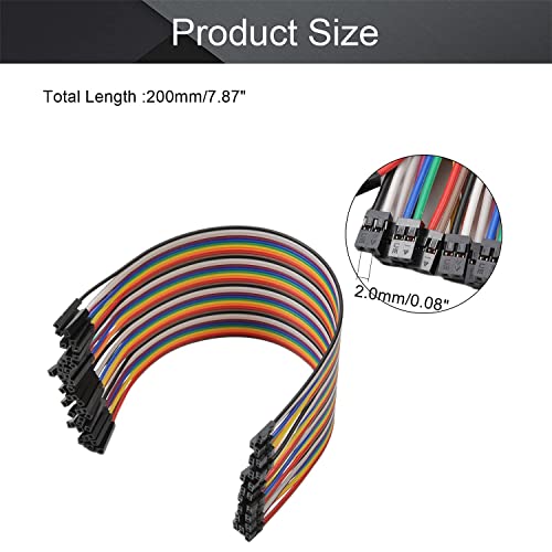 Fielect 3Pcs 40Pin Dupont Wires Female to Female Dupont Jumper Wires Breadboard Jumper Wires Colorful Ribbon Cables 2mm to 2.54 mm Pitch 20cm Long - color: F/F, size: 2.0mm/2.54mm 3PCS