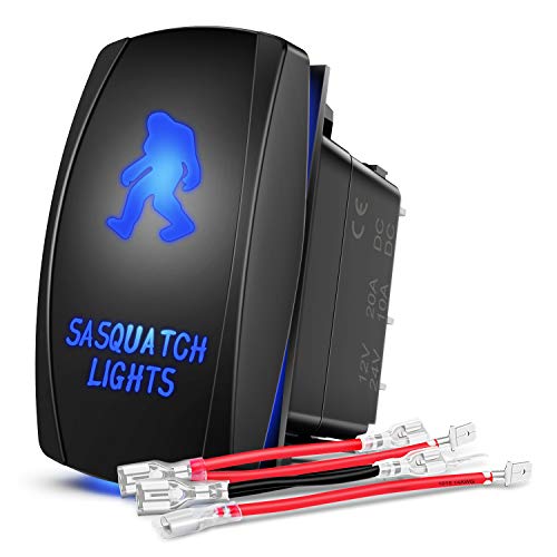 Nilight Sasquatch Lights Rocker Switch 5Pin Laser On/Off LED Light 20A/12V 10A/24V Switch Jumper Wires Set for Jeep Boat Trucks - size: SASQUATCH LIGHTS
