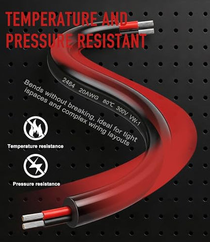 XINWANG 20AWG 2-Conductor Electrical Wire, UL2464, 32.81FT - size: 20AWG-2C(2x0.52mm²)-10M