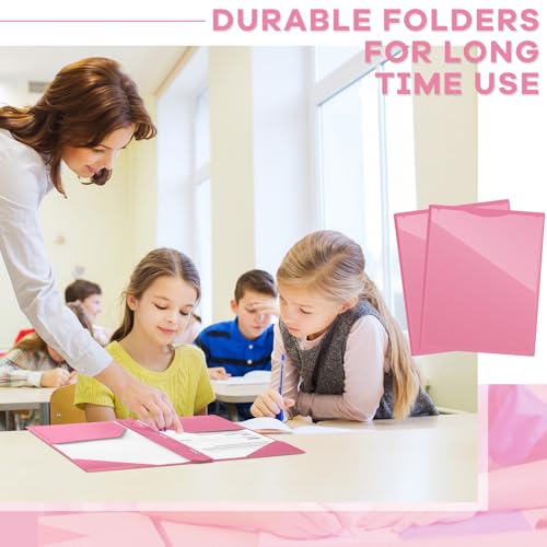 Henoyso 36 Pcs Plastic Folder with Clear Front Pocket, Pink - color: Pink