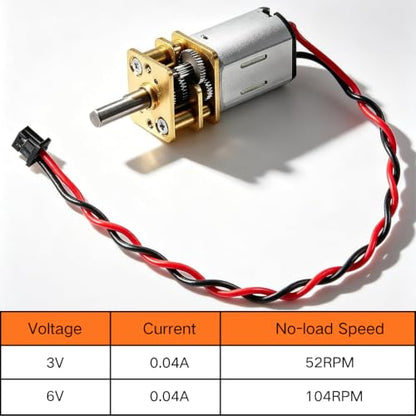 4Pcs Mini Micro N20 Gear Moto, DC 3V-6V Slow Speed Full Metal Gearbox - color: with Terminal