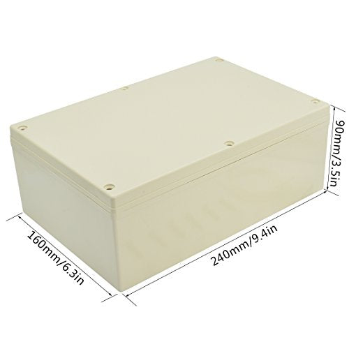 LeMotech Waterproof Dustproof IP65 ABS Plastic Junction Box Universal Electric Project Enclosure Pale Gray 9.4 x 6.3 x 3.5 inch (240 x 160 x 90 mm) - size: 9.4" x 6.3" x 3.5"