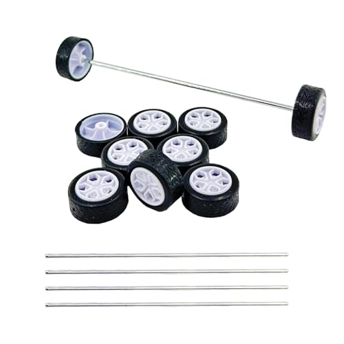 10PCS Small Toy Car Wheel 20mm Model Car Rubber Tire Wheels with 5PCS Shaft Round Axles for for RC Car Truck Robot DIY Model Toy Car Wheels Replace Accessories (2x20mm) - style: 2x20mm