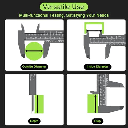 10Pcs Plastic Vernier Caliper 0-6 Inch/150 mm Measuring Tool,Black - color: Black