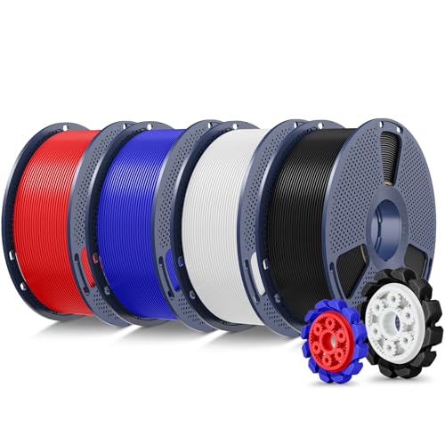 SUNLU PLA+2.0 3D Printer Filament, Black+White+Red+Klein Blue, 4KG - color: 1kg*4 Black+white+blue+red, size: 4kg