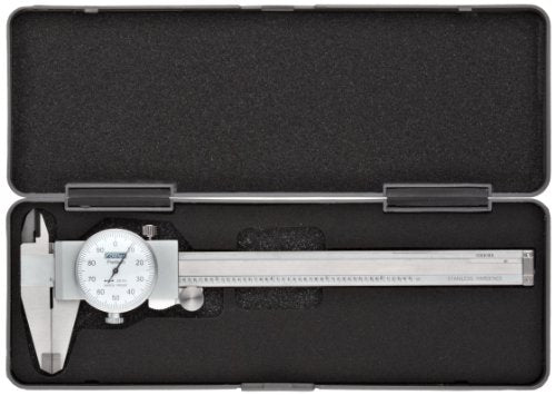 Fowler 52-008-706 Stainless Steel Shockproof Dial Caliper, 0-6" Measuring Range, 0.001" Graduation Interval, Face Color White - color: White, size: 6"