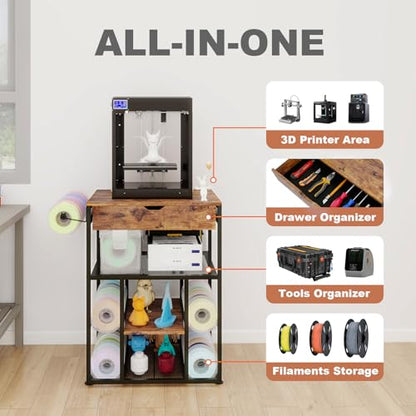 PUNCIA 25.6″ × 21.7″ Platform 3D Printer Stand with Filament Storage