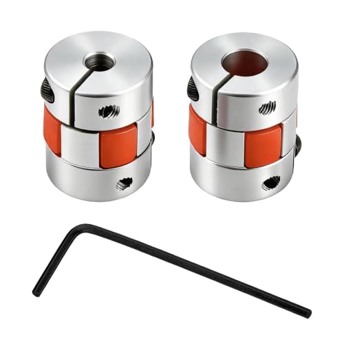 2 Pcs 5mm to 8mm Flexible Shaft Coupling – Aluminum Plum Spider Jaw Coupler D20 L30 for 3D Printer, CNC, Stepper Motor (Red/Silver) - size: 5x8mm