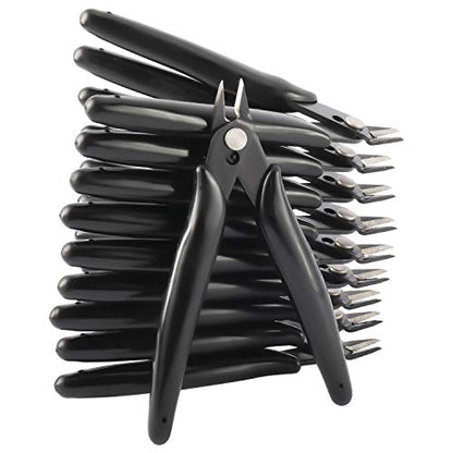 YaeCCC 10 Pack Wire Cutters Black Diagonal Cutting Pliers for Electronic, Model, Jewelry Making, 170 Flush Cutter 5 inch