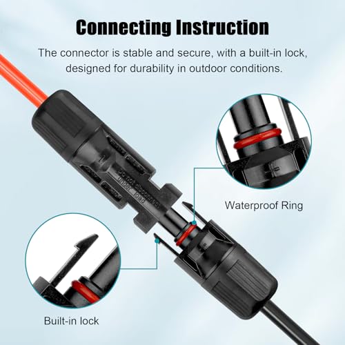 10 AWG Solar Extension Cable 3FT Black + 3FT Red, 10 Gauge Solar Panel Wire Male to Female Tinned Copper Wire for Solar Panel, Automotive, RV, Boat, Outdoors - size: 10AWG 3FT