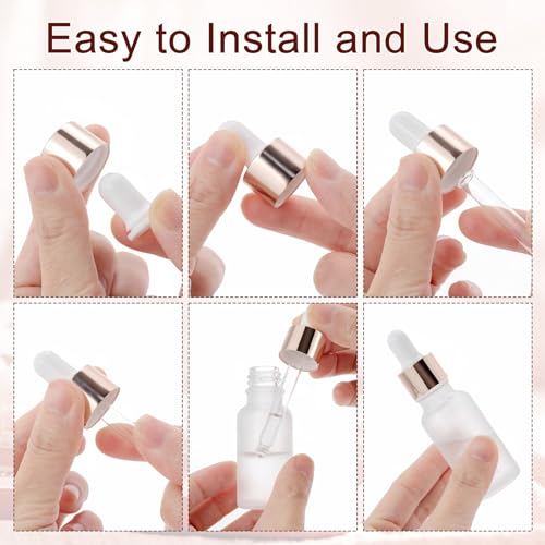 30 Pack 20ml Frosted Glass Sample Dropper Bottles, Rose Golden Caps - color: Frosted, size: 20mL-30pcs