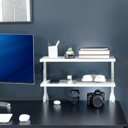 VIVO White Clamp-on 24 inch 2-Tier Desk Shelf, STAND-SHELF24C-W - color: White, size: 24 inch