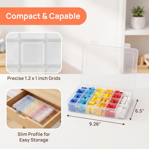 42 Grids Clear Plastic Storage Box, Removable Divider Small Parts Organizer, Portable Compartment Container for Adult Craft Hardware Bead Daily Classification, 1Pcs