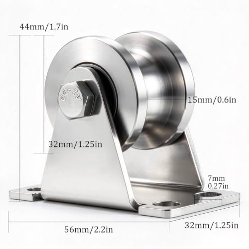Cable Pulley Wheel Wall Mount, Duplex Bearings, Stainless Steel Rope Pulley for Pulley System, Sliding Gate, 4Pack - size: 32mm-4PCS