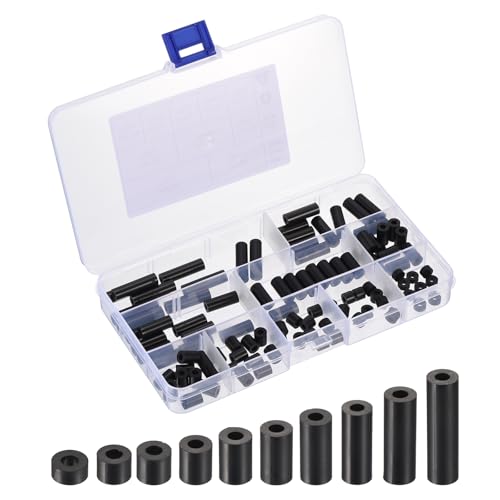 PATIKIL M3 Nylon Spacer Set, 100Pcs Non-Threaded ABS Round Spacer Standoff Assortment Electrical Outlet Spacers for PCB Motherboard, Circuit Board, Switch and Receptacle, Black - color: Black, size: M3