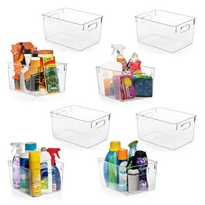 ClearSpace Clear Plastic Storage Bins – Pantry Organizers & Storage Containers, Cabinet Organizer - Home Organization Must Haves for Kitchen, Laundry Room, Office, Closet, Garage & Freezer - size: 8 Pack