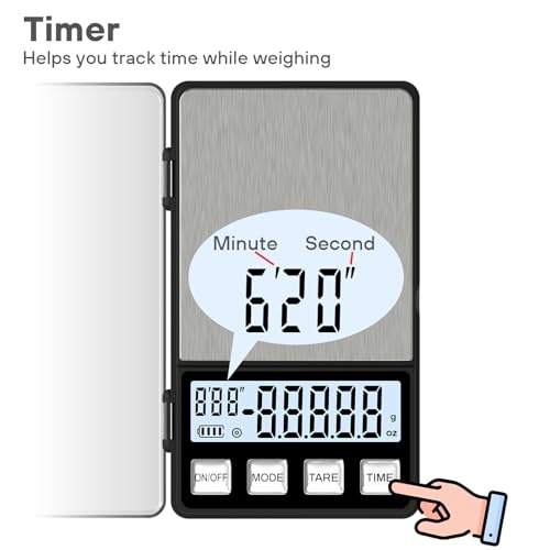 WEIGHTMAN Espresso Scale with Timer 1000g x 0.1g, Small Thin Coffee Scale - color: Black