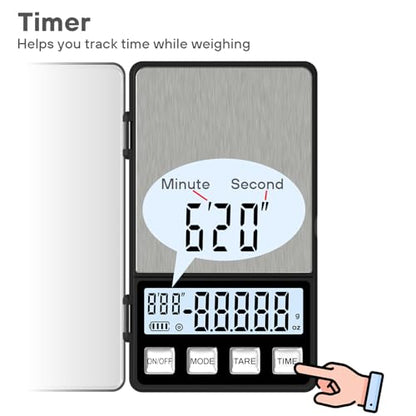 WEIGHTMAN Espresso Scale with Timer 1000g x 0.1g, Small Thin Coffee Scale - color: Black