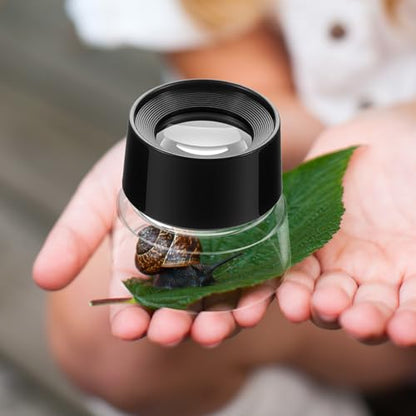 Ceenna 3 Pcs 10x Power Pre Focused Stand Magnifier, Hands Free Black Magnifying Loupes for Viewing Insects, Plants, Coins, Stamps, Maps, Fine Print and Nature Animal Observation
