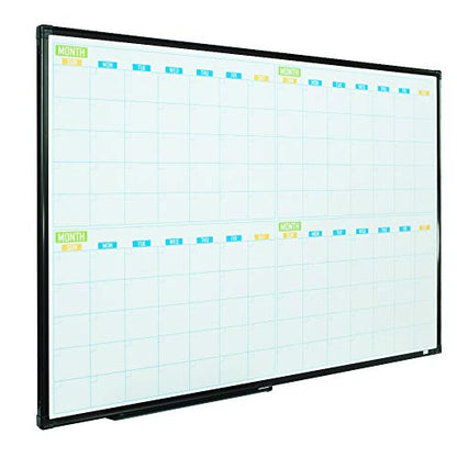 Lockways 36" x 24" Magnetic Dry Erase Calendar Whiteboard, 4 Month Framed White Board Planner, Wall Mounted Message Presentation Memo Calendar Board - color: Silver, size: 36 x 24-4M